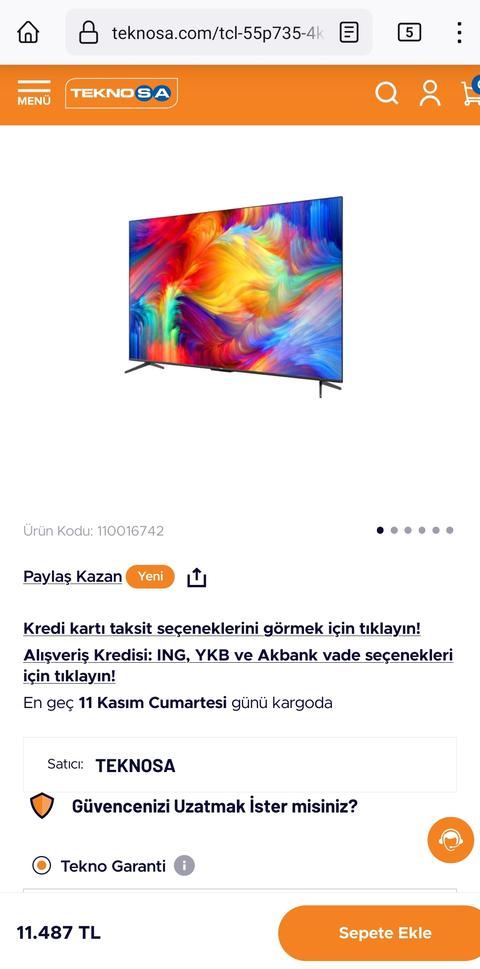 TCL 55P735 4K TV 11500TL