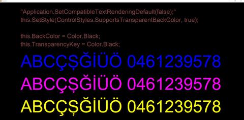 C# - Windows Form transparan arka planda text sorunu