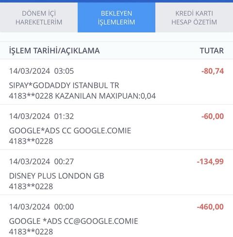 Sanal kartımı patlatmışlar maximjm