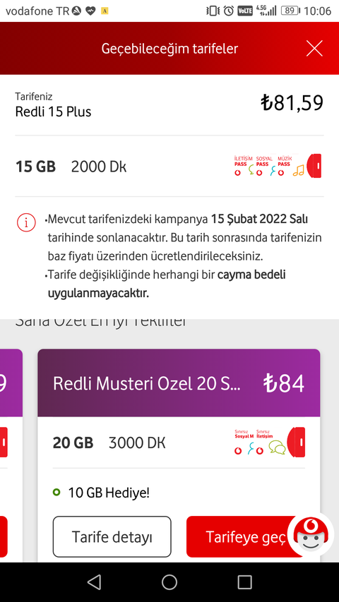 Vodafone Red Tarifeleri Ve Pass Özellikleri//