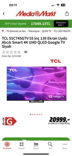 TCL 55C745GTV - 24000 TL ~*~ 75C745GTV - 39500 TL