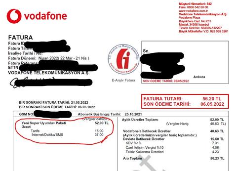 Vodafone Taahhütlü Tarife Fiyat Değişikliği