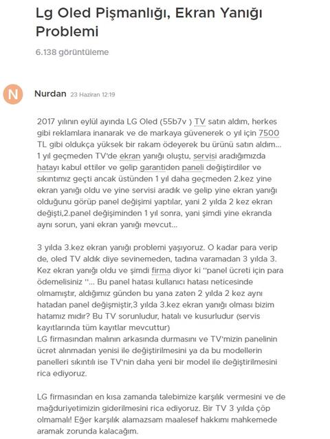 Garanti Bitse De Hak Arama Bitmedi! OLED Yanığında Tüketici Mahkemesi Süreçleri