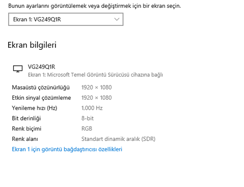 Windows 10 ekrandaki yeşil çizgiler.