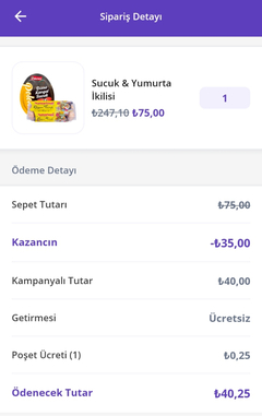 Getir Sucuk ve Yumurta ikilisi 75 TL Yumulun 😄