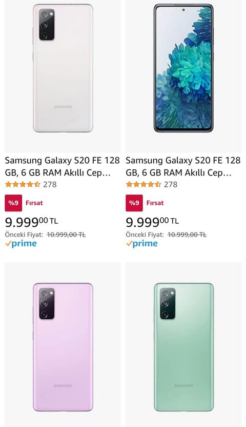 Amazon-Samsung S20Fe 128 gb 9999 TL