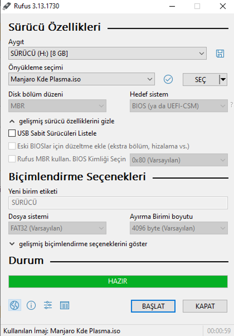 Manjaro Kurulum Hatalarım