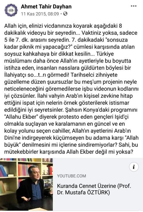 Kuran'da "piç" lafzı geçiyor "kuran tanrının sözü olamaz" diyen Mustafa öztürk'e linç