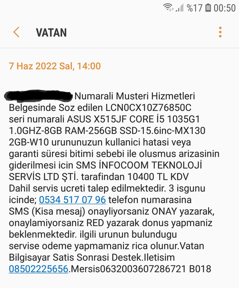 10 Haziran 2022 ASUS ve SMS INFOCOMM Teknik Servis Rezaleti