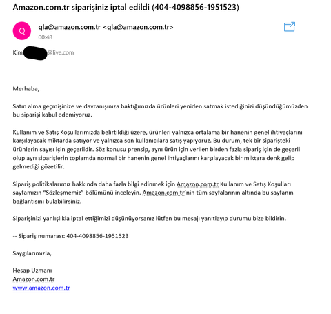 Amazon Rezilliği Kendi sözleşmelerini kanunun önüne koyuyorlar (Lütfen Öne Çıkarın)