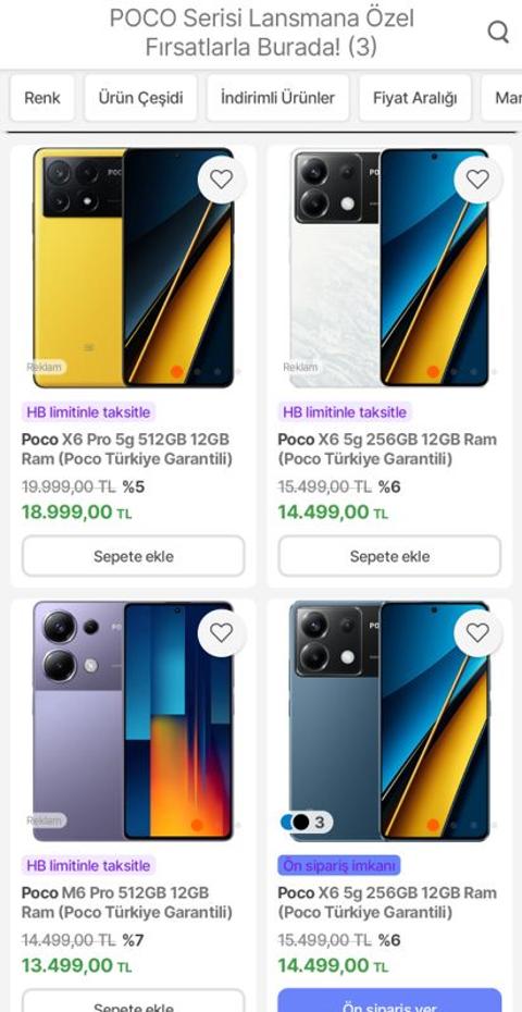 Yeni Poco X6 5G   (14.500 TL alınır mı ?) Poco X6 Pro (19.000 TL)