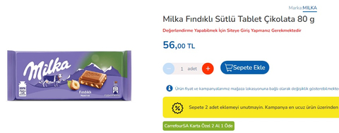 Carrefour 1+1 Tablet Çikolata (29-31 Aralık)