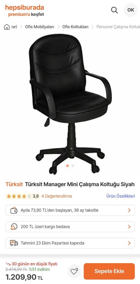 Türksit Manager Mini Çalışma Koltuğu 1210TL