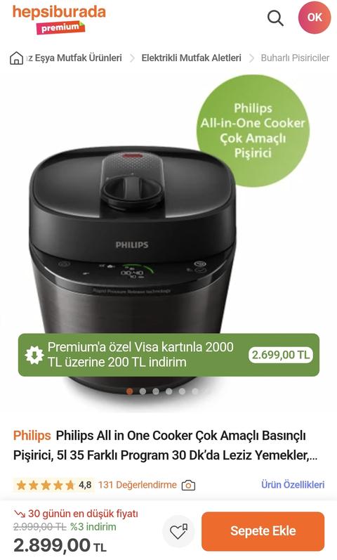 Philips HD2151/62 All in One Cooker 5 lt 2900TL