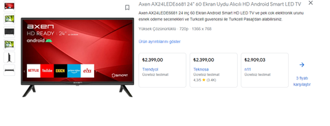 2299 TL Bim dijitsu 32 inc android tv