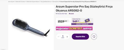 Arzum Superstar Pro Saç Düzleştirici Fırça Okyanus AR5082-O