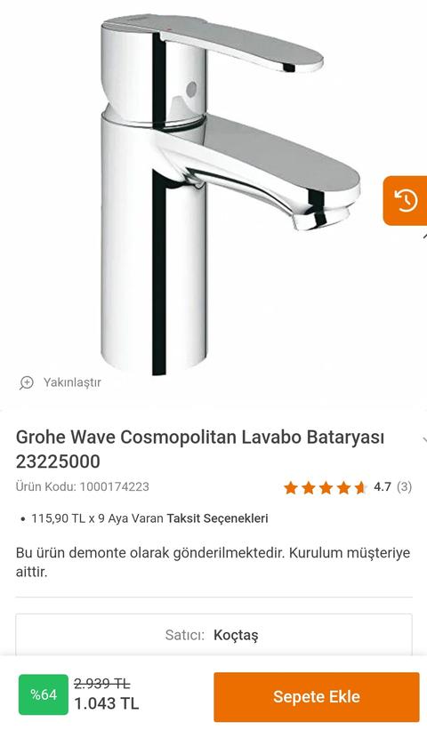 Grohe 23225000 Wave Cosmopolitan Lavabo Bataryası 1043TL