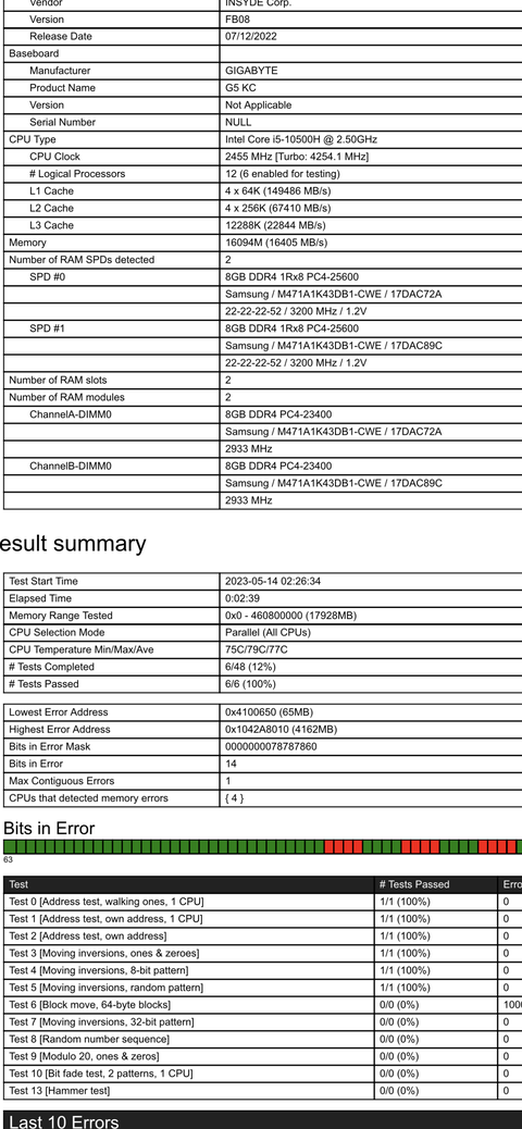 Gigabyte g5 aida64+prime95 hatası