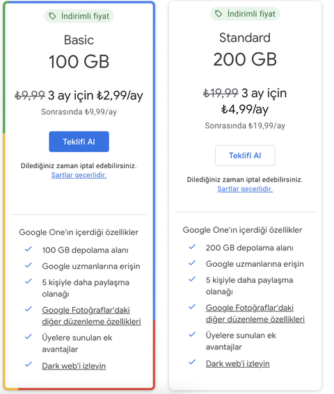 Google One İndirimleri
