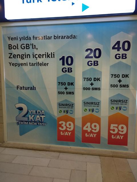Türk Telekom 59(+3,10tkü) TL 40gb + 750dk + 500sms