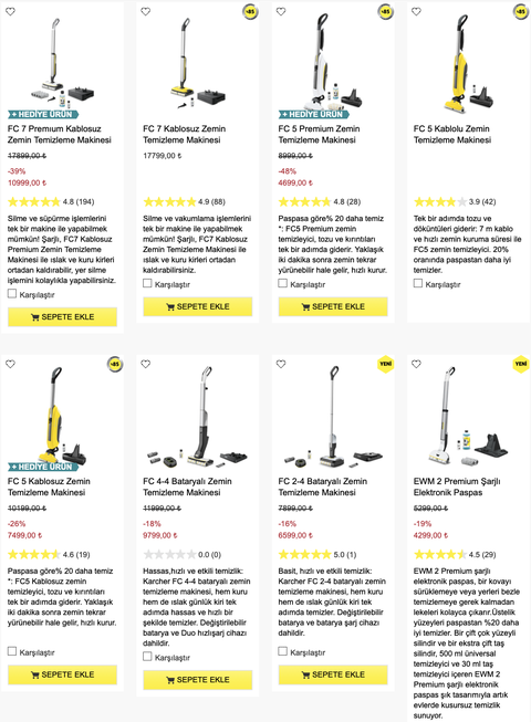 Karcher FC 7 Premium Şarjlı Paspas %39+%10+1yıl ek garanti