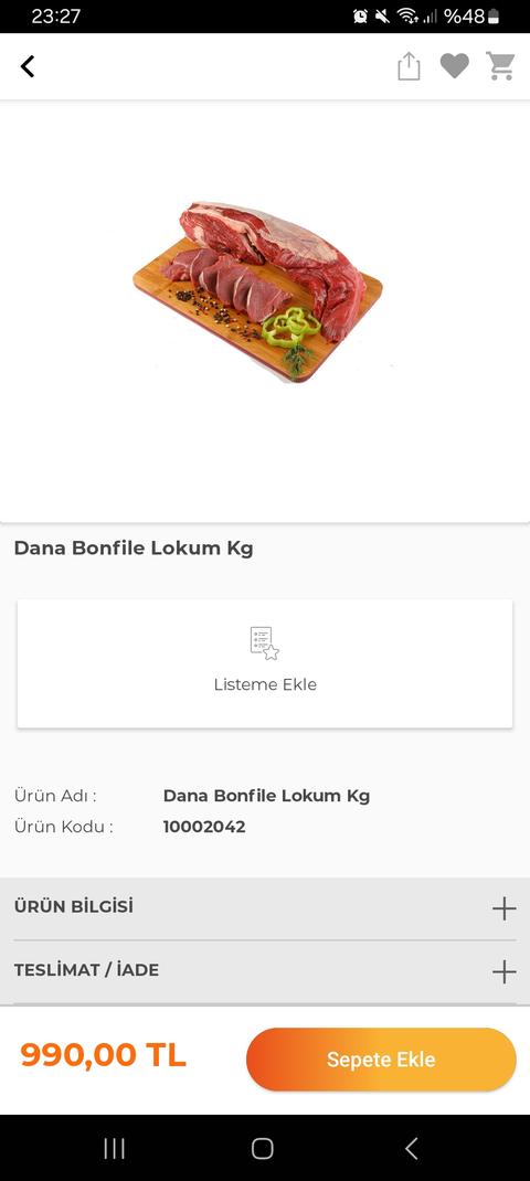 Dana Bonfile Lokum Kilo 990 TL