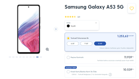 Galaxy A53 (TCell Faturaya Ek x12 Taksit)