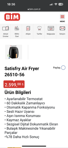 Airfryer Kızartma Makinesi Fırsatları