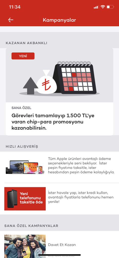 AKBANK MOBİL/1500 TL’ye Varan Chip-Para Promosyon (Yeni Akbanklı veya İnaktif Müşterilere Özel)