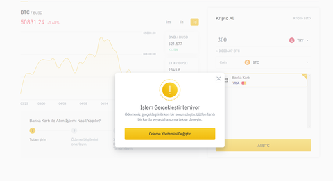 Binance'te Kripto para alırken aldığım hata