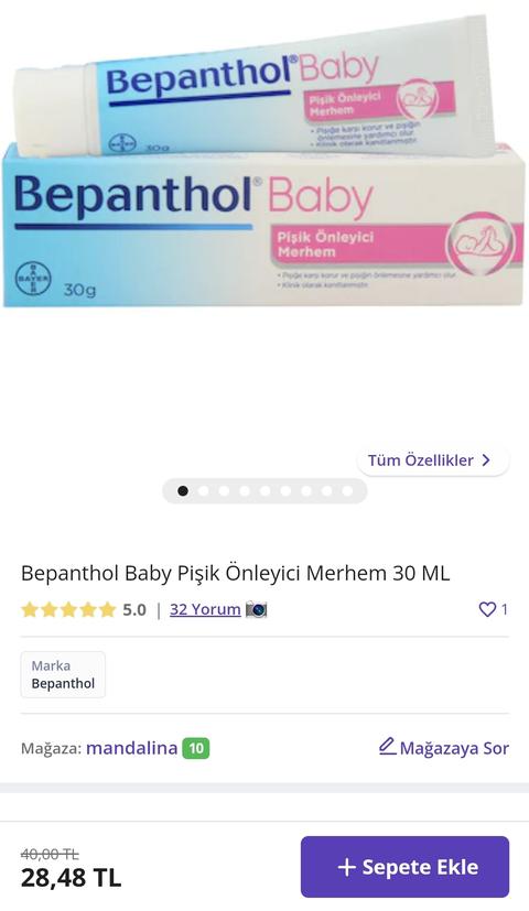 Bepanthol Baby 30 gr Pişik Kremi 28 TL