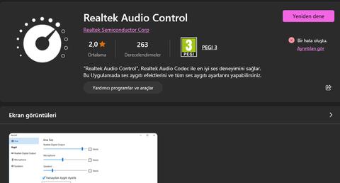 Realtek Audio Control İndirilmiyor