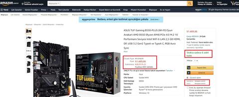 1289 TL Asus TUF Gaming B550-Plus WI-FI AMD B550 Soket AM4 DDR4 4600(OC)MHz ATX Anakart