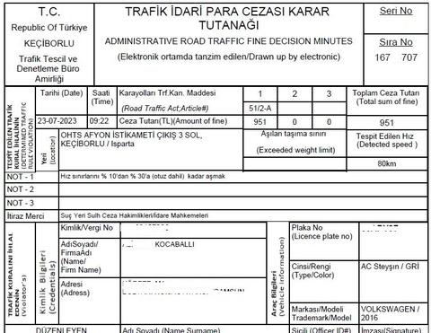 80km hız ile ortalama hız bölgesinde ceza yemişim.