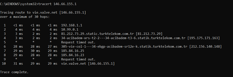 vie.valve.net ping sonucumuzu paylaşalım.