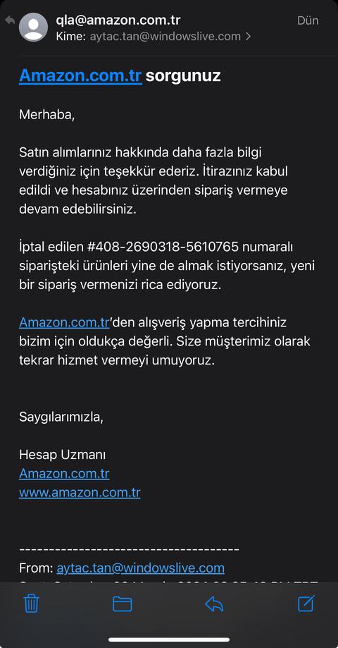 Amazon Türkiye’nin yaşattığı mağduriyet.