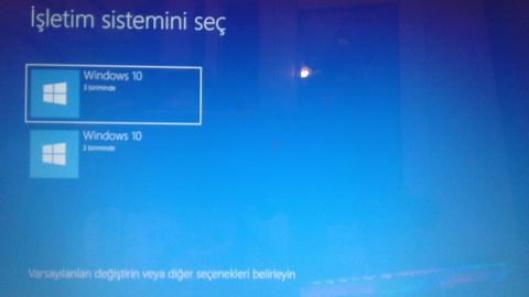 windows 10 sıfırladıktan sonra işletim sistemi seç kısmı geçilmiyor