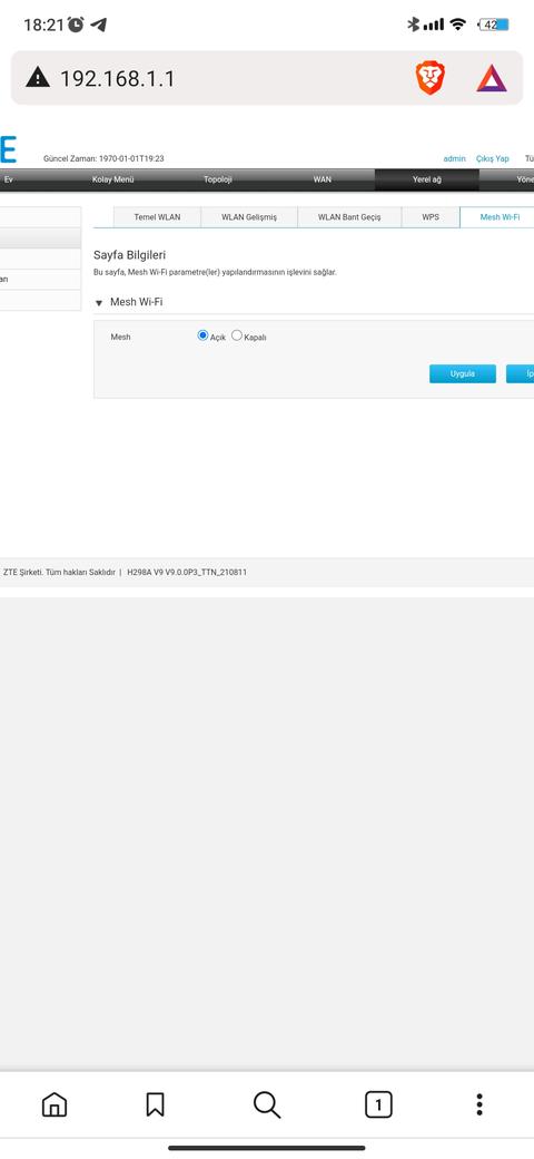 Zte h298a mesh ayarı açtım nasıl yapacağiz