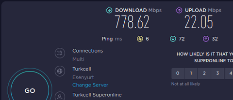 FTTB Altyapı Denildi Şu An 500 Mbps'lik Paket Kullanıyorum