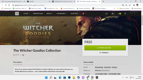 GOG ücretsiz The Witcher Goodies Collection