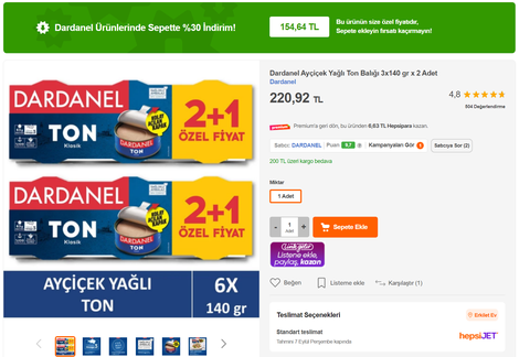 Dardanel Ayçiçek Yağlı Ton Balığı 2X140 G. Dardanel. 62,90 TL MİGROS