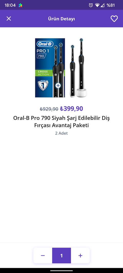 Oral B Pro 790 2li Diş Fırçası Getirbüyük'te 399Tl