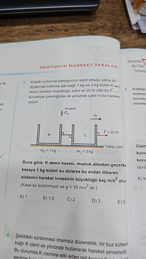 Newton hareket sorusu