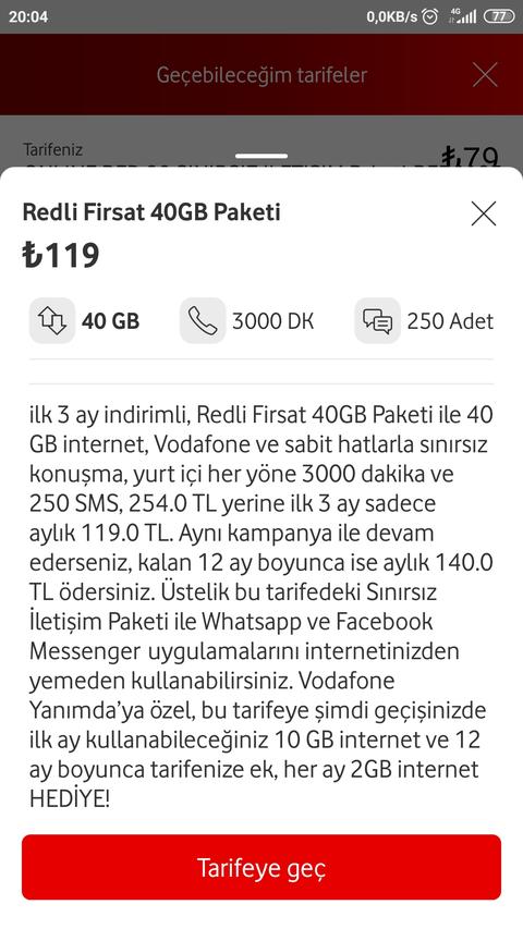 119 TL (ilk üç aydan sonra 140 TL) Redli 40gb gözlerim kamasti