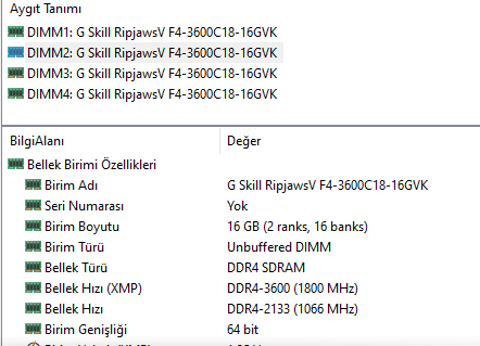 Ramler 4 Slota yükseltince 2133mhz de çalışıyor? YARDIM