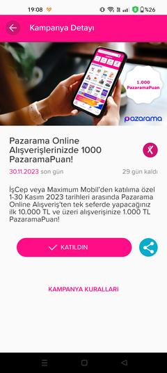 Maximum e-ticaret 10.000/1000 indirim (Pazarama için +1000 Pazarama puan, ekstra+100) + 100 maxipuan