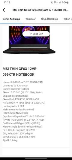 Msi GF63 alinirmi