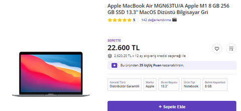 MacBook Air M1 için büyük fırsat