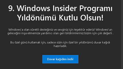 Windows e-mail yolladı - Windows Insider üyesi olduğunuz ve sürekli desteğiniz için teşekkür ederiz