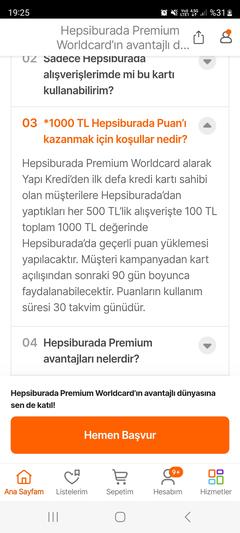 HepsiBurada Premium WordCard 1000 TL World Puan